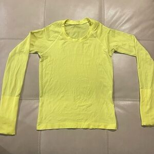 Lululemon Athletica Yellow Long Sleeve Fitted T-Shirt